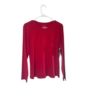 Christopher & Banks Red Long Sleeve Cotton Layering Top Petite Medium NWT